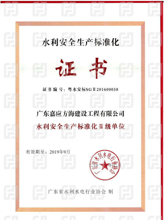 2016水利生產(chǎn)安全標準化II級單位